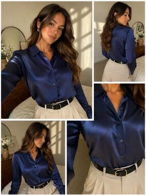 NWT Brooks Brothers 346 Blue Silk Button Down Blouse Size 10 Workwear Top